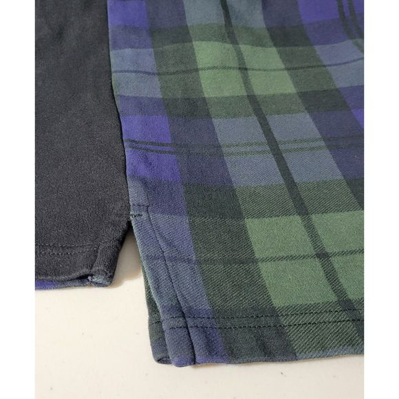 Bespoke Shirts Bespoke Mens Medium Color Block Black Plaid Rugby Shirt Long Sleeve Preowned